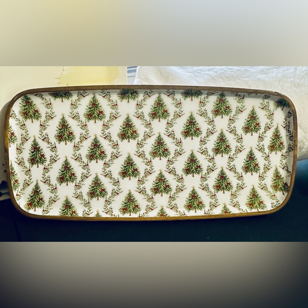 Made in India Christmas tree wooden serving tray